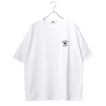 【大きいサイズ】MRU エムアールユー ワンポイント刺繍 Tシャツ 半袖 大きいサイズ メンズ レディース ユニセックス アニマル 髭おじさん 綿100 シンプル ミニ刺繍 デザイン ベーシック ややゆったり ビッグシルエット オーバーサイズ（6815030009）