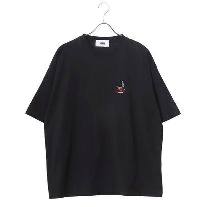【大きいサイズ】MRU エムアールユー ワンポイント刺繍 Tシャツ 半袖 大きいサイズ メンズ レディース ユニセックス アニマル 髭おじさん 綿100 シンプル ミニ刺繍 デザイン ベーシック ややゆったり ビッグシルエット オーバーサイズ（6815030009）