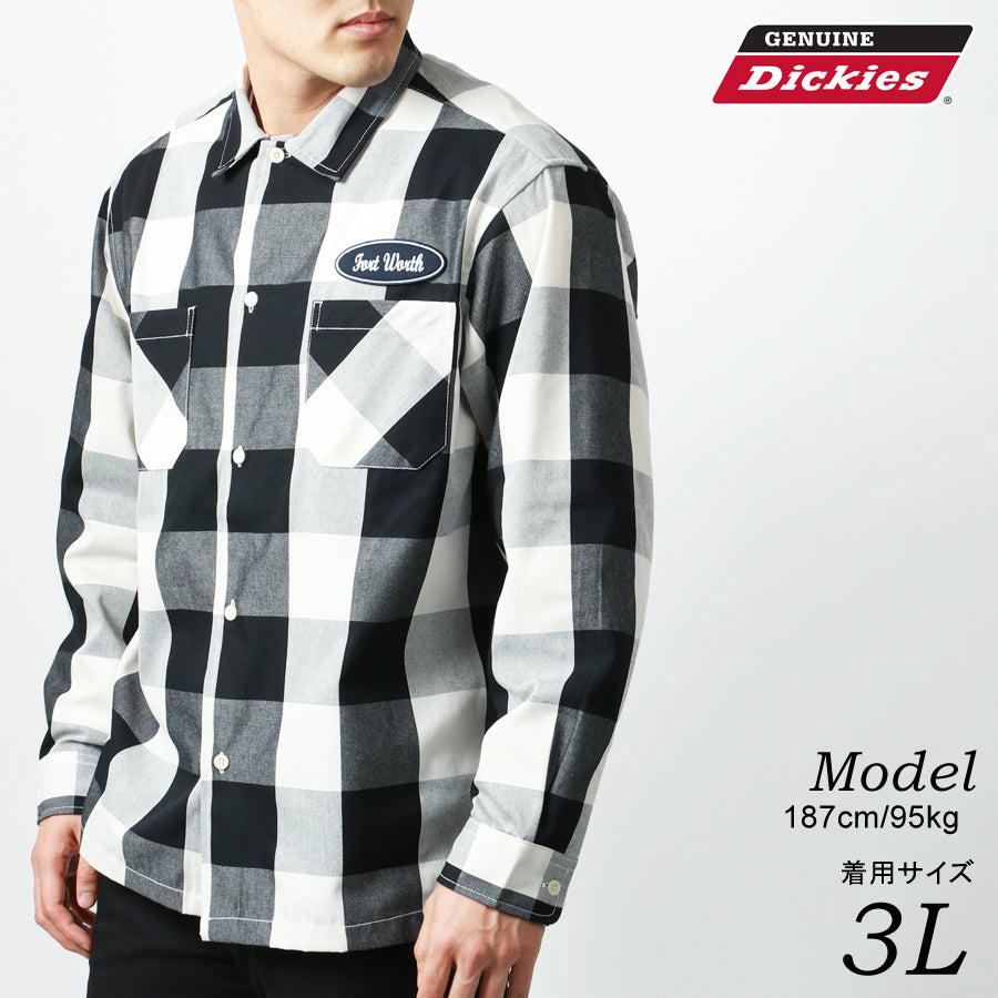 【大きいサイズ】Dickies ディッキーズ 大きいサイズ ワッペン 付き ワークシャツ チェックシャツ