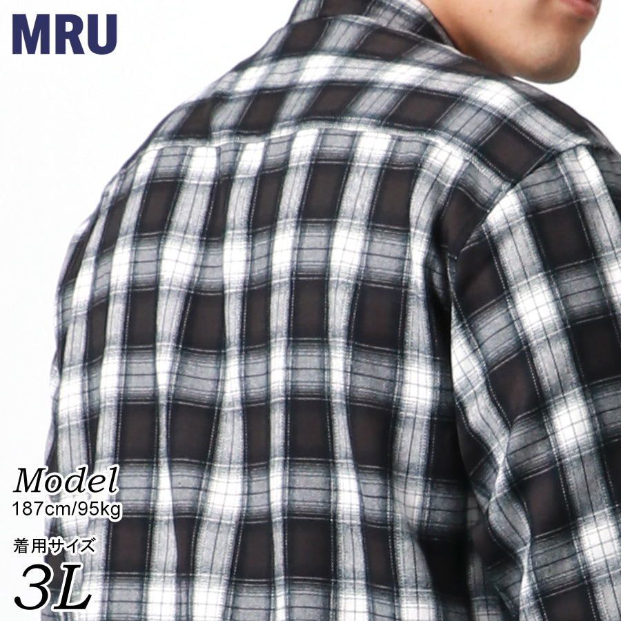 【大きいサイズ】MRU エムアールユー 大きいサイズ キングサイズ オンブレチェック 長袖（6843300036）