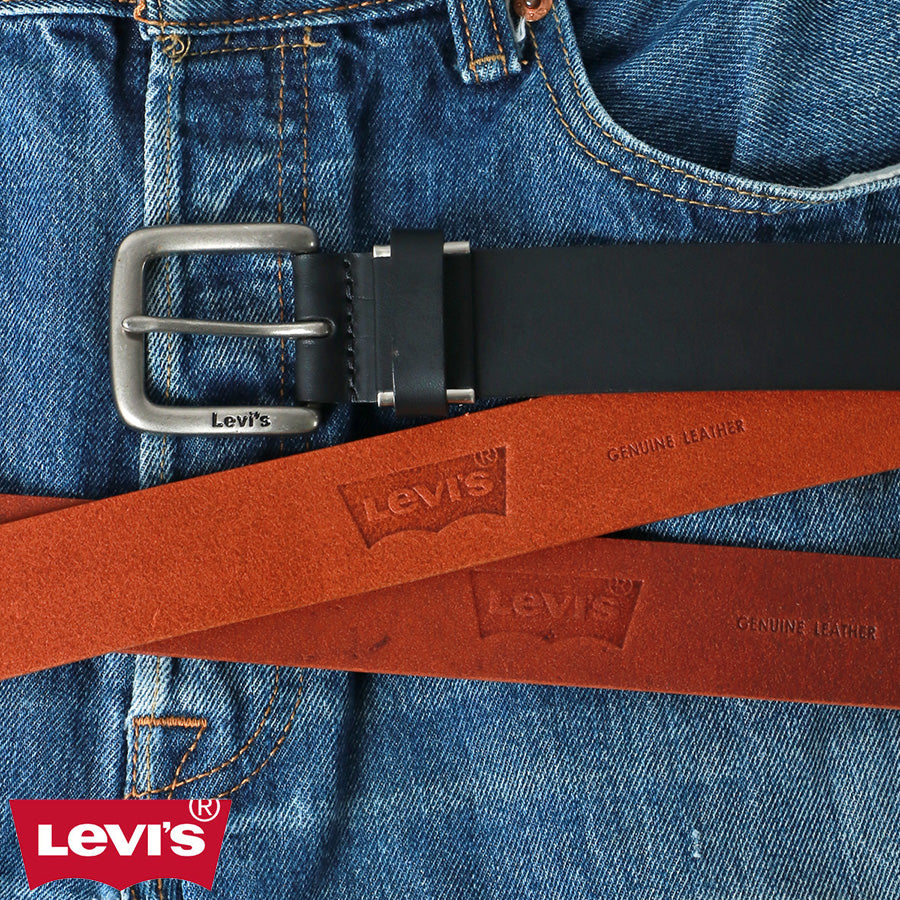 Levi's リーバイス  ベルト メンズ レザー 牛革 革ベルト シンプル カジュアル 帆型 サイズ調整可能 ブランドロゴ 刻印