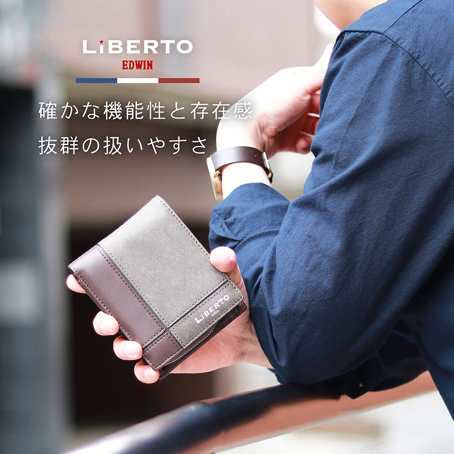 LiBERTO EDWIN リベルト エドウィン サイフ メンズ 父の日 ギフト 財布 二つ折り財布 PUレザー Ｌ字ファスナー 大容量 小銭入れ ウォレット コンパクト（7738490073）