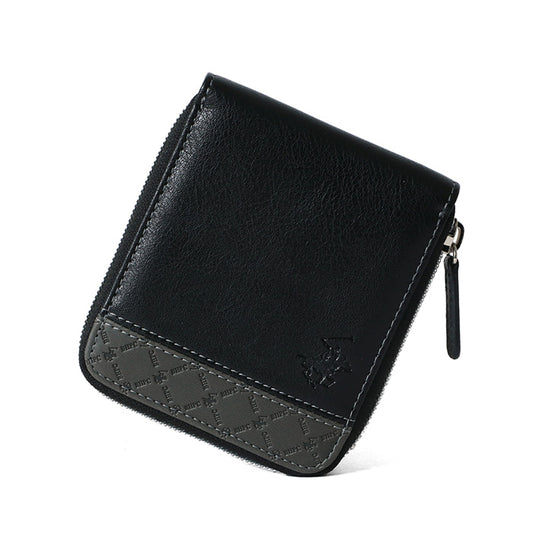 BEVERLY HILLS POLO CLUB ビバリーヒルズポロクラブ 財布 メンズ PUレザー 合成皮革 二つ折り財布 さいふ サイフ シンプル ラウンドファスナー ブランド ロゴ 札入れ 小銭入れ カードポケット コンパクト ミニマル（7738490134）