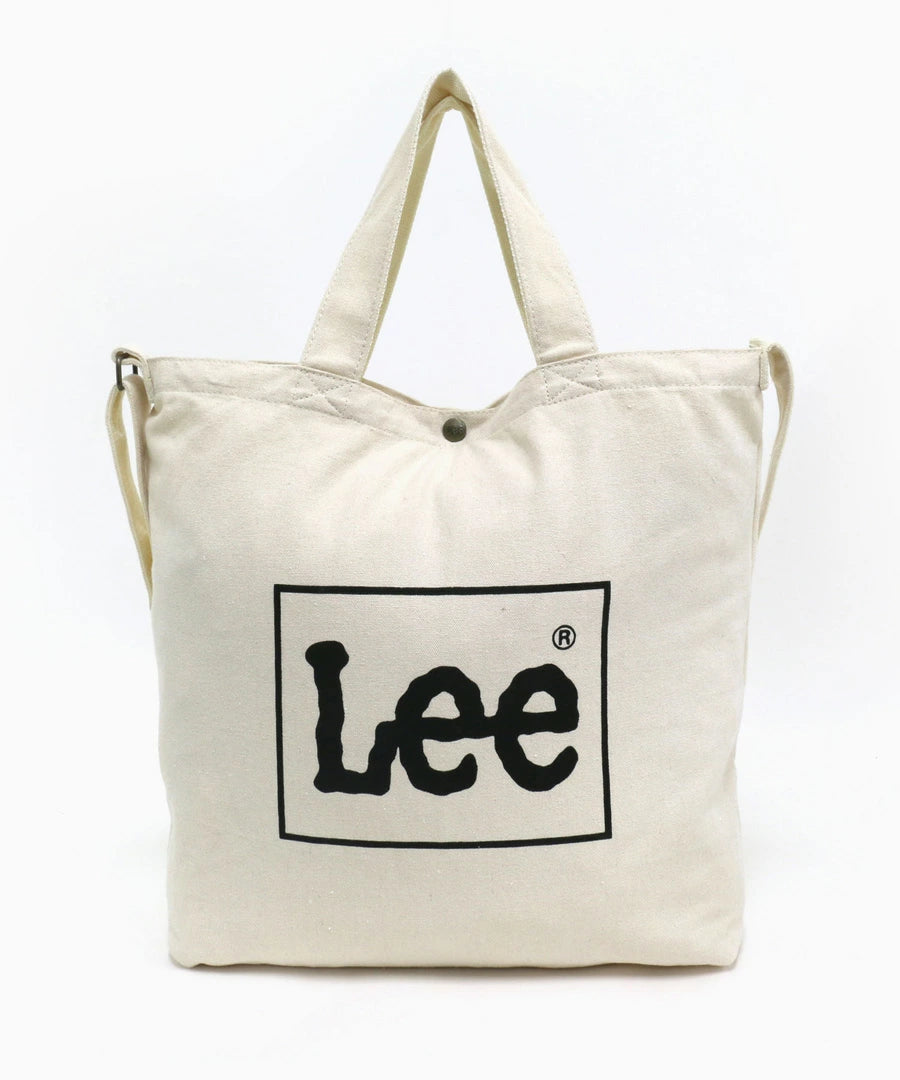 Lee リー ショルダーバッグ キャンバス 2WAY レディース メンズ ユニセックス トートバッグ ロゴプリント ミニボックスロゴ 刺繍 無地 バックポケット ミニポケット 収納 B4 大容量 通勤 通学 デイリーユース（7787840001）