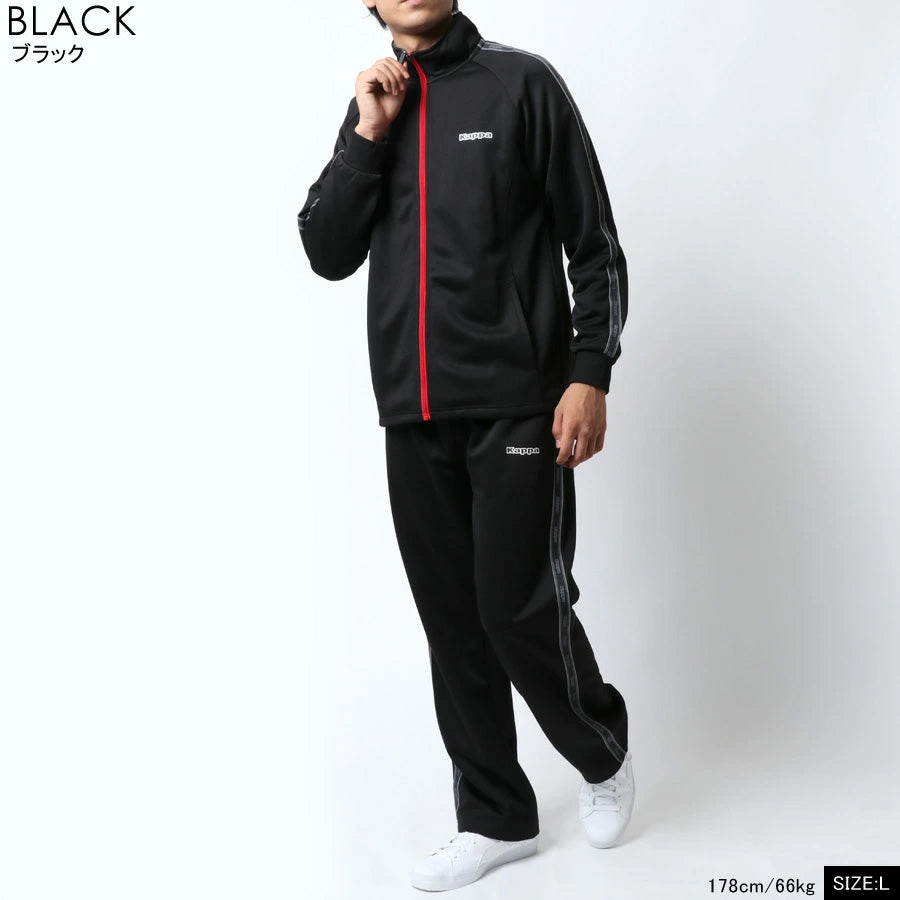 Kappa ブラックジャージメンズ上下セットアップ Kappa カッパ ジャージ メンズ 上下 セットアップ スポーツウェア