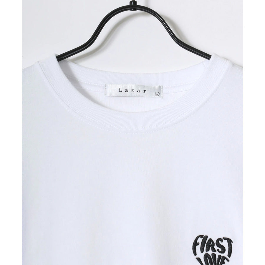Lazar ラザル Tシャツ メンズ レディース ユニセックス 半袖 ロゴ ワンポイント 刺繍 ビッグシルエット オーバーサイズ ハート柄 カットソー（0115030058）