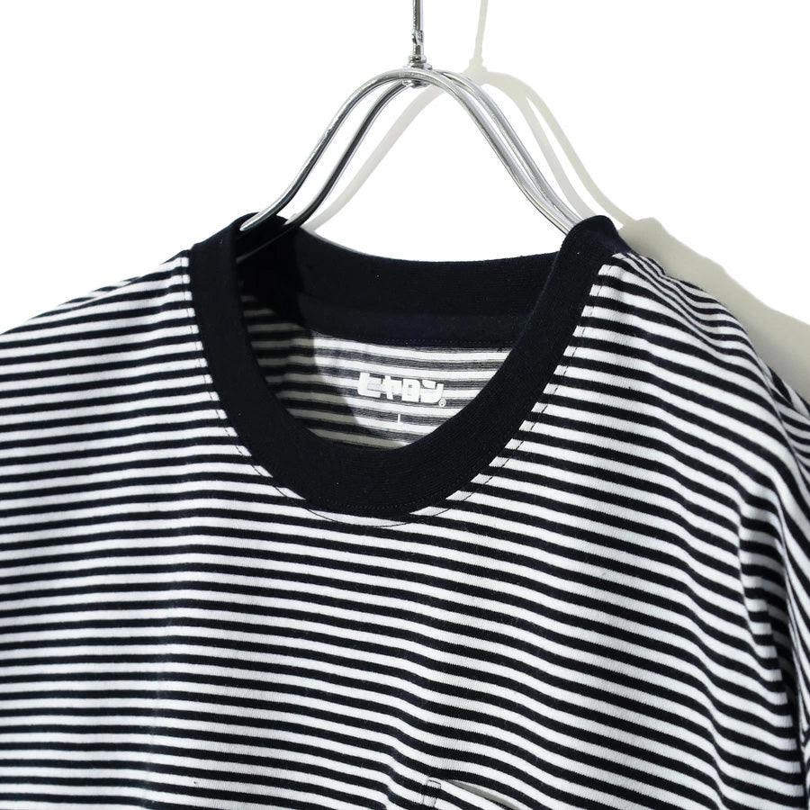 ヒヤロン 接触冷感 Tシャツ 半袖 ボーダー メンズ レディース ユニセックス クルーネック ポケット付き ポケT ひんやり 涼しい(0111690023)