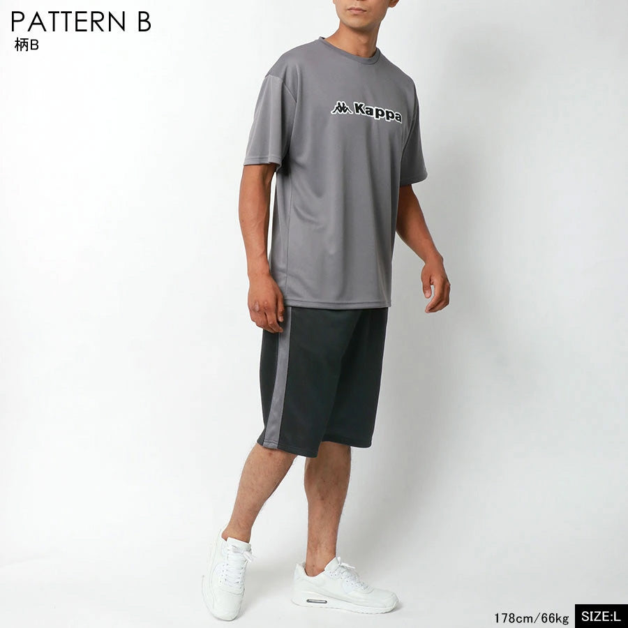 Kappa カッパ スポーツウェア 上下 メンズ 半袖 大きいサイズ ブランド ゆったり セットアップ ジムウェア ヨガウェア フィットネス エクササイズ ジョギング（0162520007）