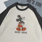 Disney ディズニー ミッキーマウス Tシャツ 半袖 メンズ レディース ユニセックス キャラクター ヴィンテージ調 プリント ラグラン 綿100％（0112281239）