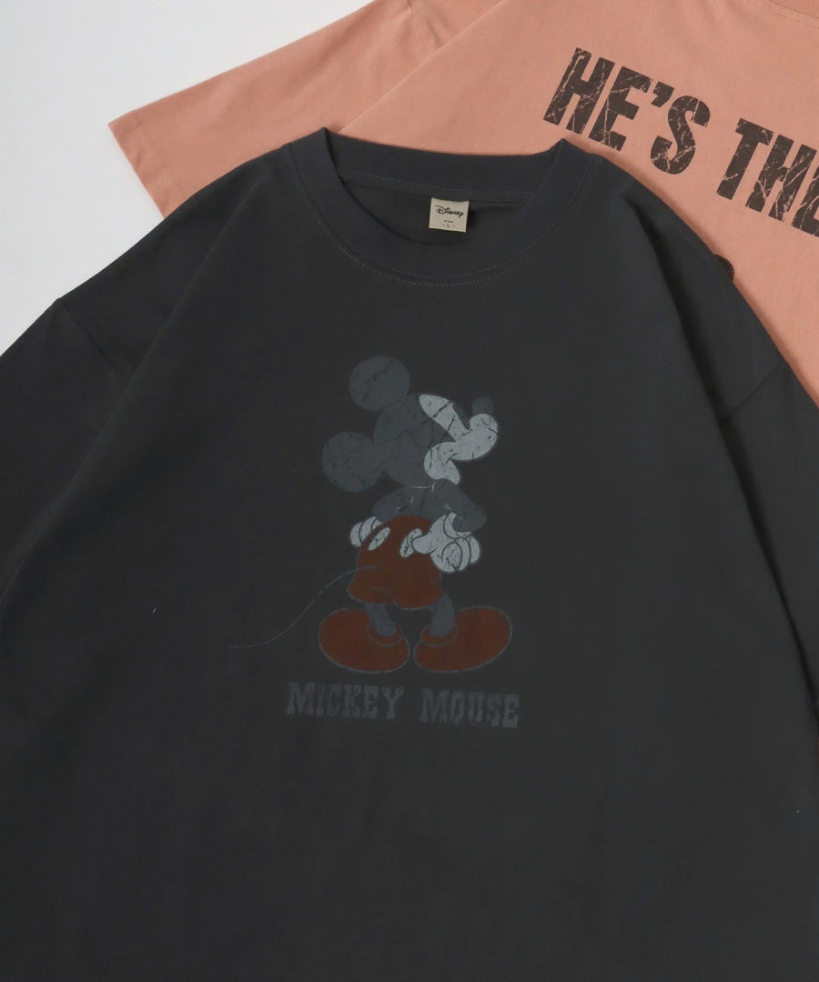 Disney ディズニー ミッキーマウス Tシャツ 半袖 メンズ レディース ユニセックス キャラクター ヴィンテージ調 プリント ラグラン 綿100％（0112281239）