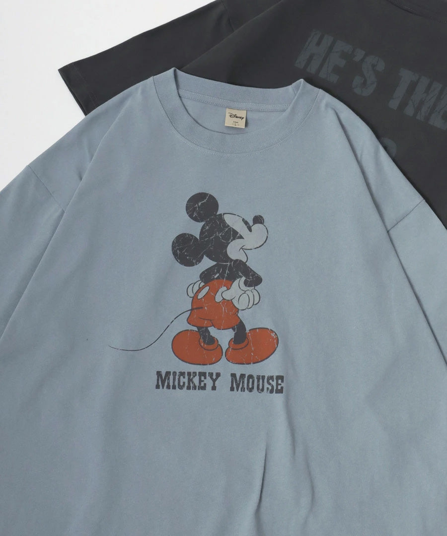 Disney ディズニー ミッキーマウス Tシャツ 半袖 メンズ レディース ユニセックス キャラクター ヴィンテージ調 プリント ラグラン 綿100％（0112281239）