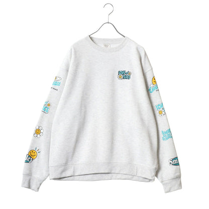 SMILEY FACE スマイリーフェイス スウェット トレーナー メンズ 裏起毛 ビッグシルエット ゆったり シンプル ロゴ入り 長袖 大きいサイズ おしゃれ かわいい レディース（0122510146）