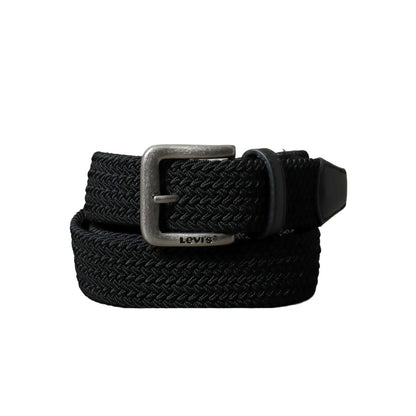 Levi's リーバイス 35mm ストレッチ ゴムメッシュベルト メンズ レディース ユニセックス ブランド ロゴ 穴なし 編み込みベルト 伸縮性 フィット感 バックル 刻印 ジーンズ おしゃれ 小物 全長約113cm