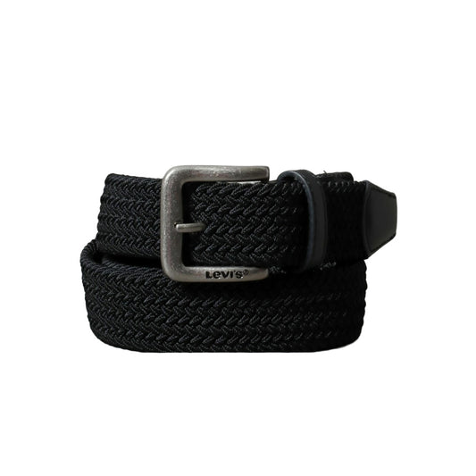 Levi's リーバイス 35mm ストレッチ ゴムメッシュベルト メンズ レディース ユニセックス ブランド ロゴ 穴なし 編み込みベルト 伸縮性 フィット感 バックル 刻印 ジーンズ おしゃれ 小物 全長約113cm