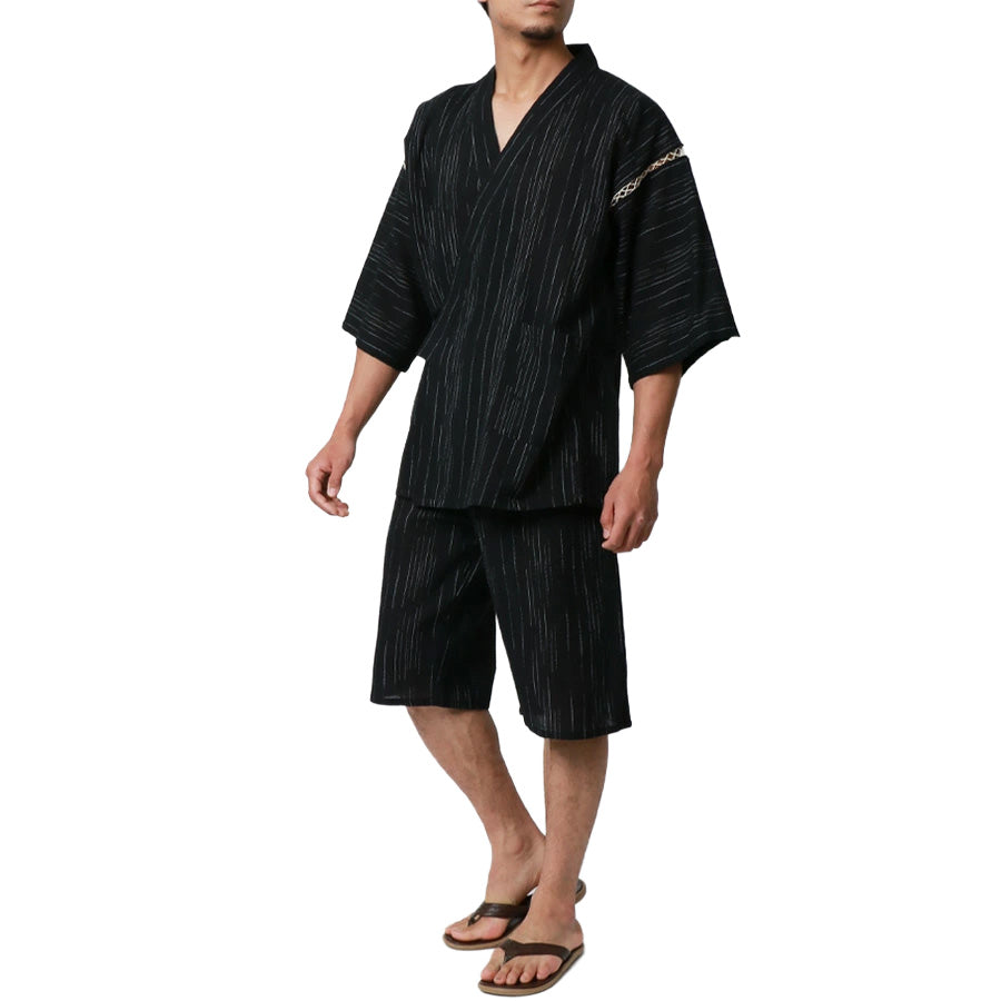 marukawa 甚平 甚兵衛 メンズ 涼しい おしゃれ 大きいサイズ じんべい jinbei しじら織 生地 半袖 上下セット 綿100 和服 和装 ルームウェア お祭り 花火大会 イベント（3192210014）