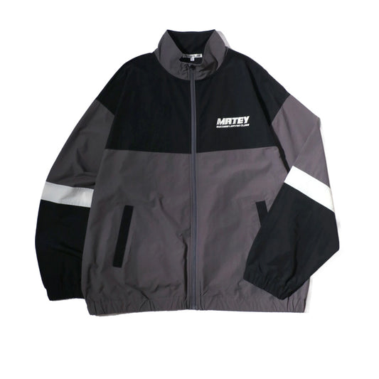 MATEY メーティー ロゴ 切替ライン シャカシャカ ナイロンブルゾン メンズ レディース ユニセックス トラックジャケット ライトアウター オーバーサイズ ルーズ（3142210160）