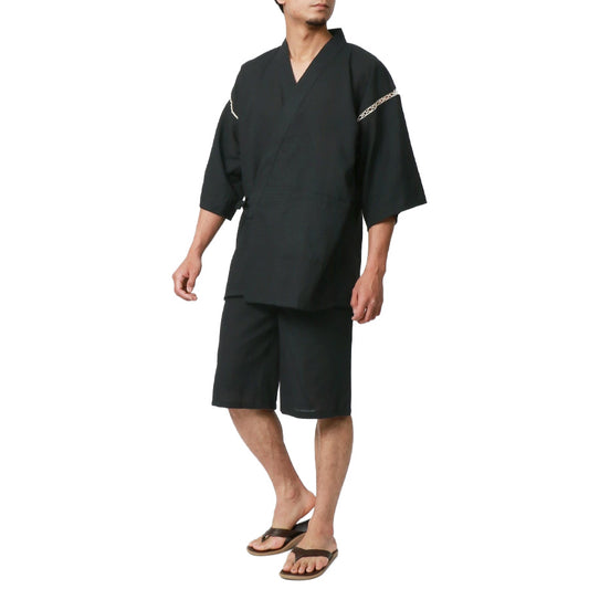 marukawa 甚平 甚兵衛 メンズ 涼しい おしゃれ 大きいサイズ じんべい jinbei しじら織 生地 半袖 上下セット セットアップ 和服 和装 お祭り 花火大会 イベント（3192080012）