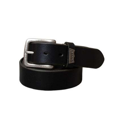 Levi's リーバイス レザー ベルト メンズ 35mm メタルプレート 本革 牛革 カウレザー 帆型 バックル レザーベルト バットウイング ロゴ プレート 最大100cmまで対応可能（7718990065）