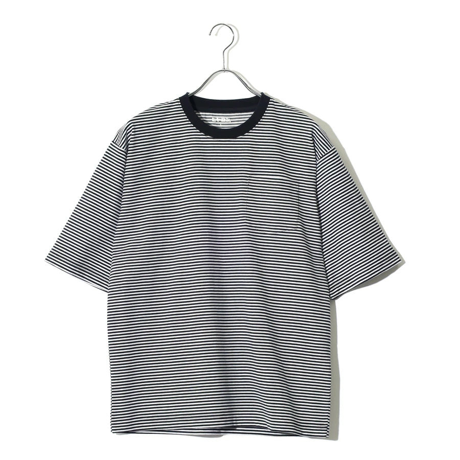 ヒヤロン 接触冷感 Tシャツ 半袖 ボーダー メンズ レディース ユニセックス クルーネック ポケット付き ポケT ひんやり 涼しい(0111690023)