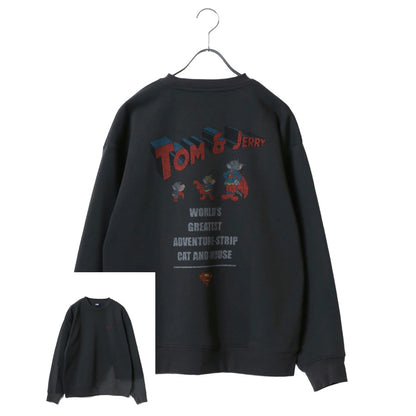Tom and Jerry トムとジェリー スウェット トレーナー メンズ 裏起毛 ビッグシルエット オーバーサイズ ゆったり シンプル ロゴ入り ワンポイント 長袖 キャラクター レディース（0122280287）