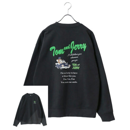 Tom and Jerry トムとジェリー スウェット トレーナー メンズ 裏起毛 ビッグシルエット オーバーサイズ ゆったり シンプル ロゴ入り ワンポイント 長袖 キャラクター 大きいサイズ レディース（0122280285）