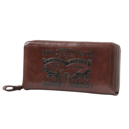 Levi's リーバイス 財布 メンズ ラウンドジップ ラウンドファスナー ロングウォレット 長財布 ツーホース ロゴ PUレザー 合成皮革（7738990011）