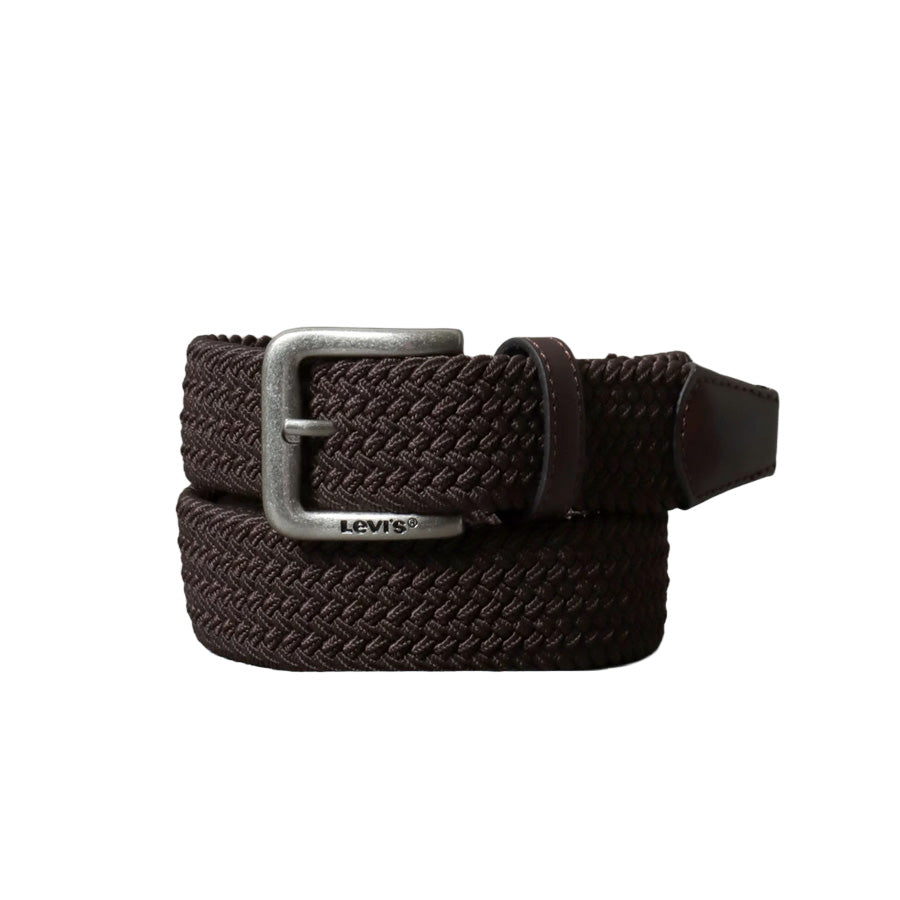 Levi's リーバイス 35mm ストレッチ ゴムメッシュベルト メンズ レディース ユニセックス ブランド ロゴ 穴なし 編み込みベルト 伸縮性 フィット感 バックル 刻印 ジーンズ おしゃれ 小物 全長約113cm