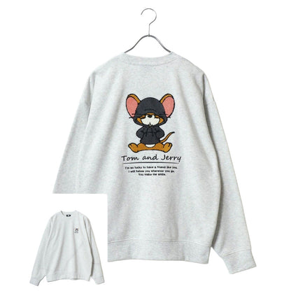 Tom and Jerry トムとジェリー スウェット トレーナー メンズ 裏起毛 ビッグシルエット オーバーサイズ ゆったり シンプル ロゴ入り ワンポイント 長袖 キャラクター 大きいサイズ レディース（0122280285）