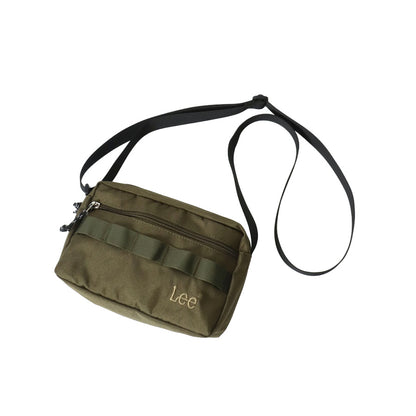 Lee リー ミニ 横型 ショルダーバッグ メンズ レディース ユニセックス 男女兼用 サコッシュ 撥水 ブランド ロゴ ワンポイント 刺繍 テープ付き 軽量 コンパクト 丈夫 耐久性 ポリエステル シンプル 収納力 旅行 アウトドア（7727840044）