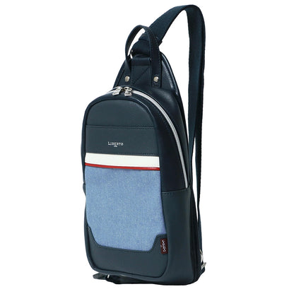 LiBERTO EDWIN リベルト エドウィン ボディーバック デニム 切り替え メンズ バッグ 鞄 カバン 斜めがけ 小さめ シンプル ブランド おしゃれ オシャレ コーデ 人気 かわいい ペアルック メンズファッション（7728490111）