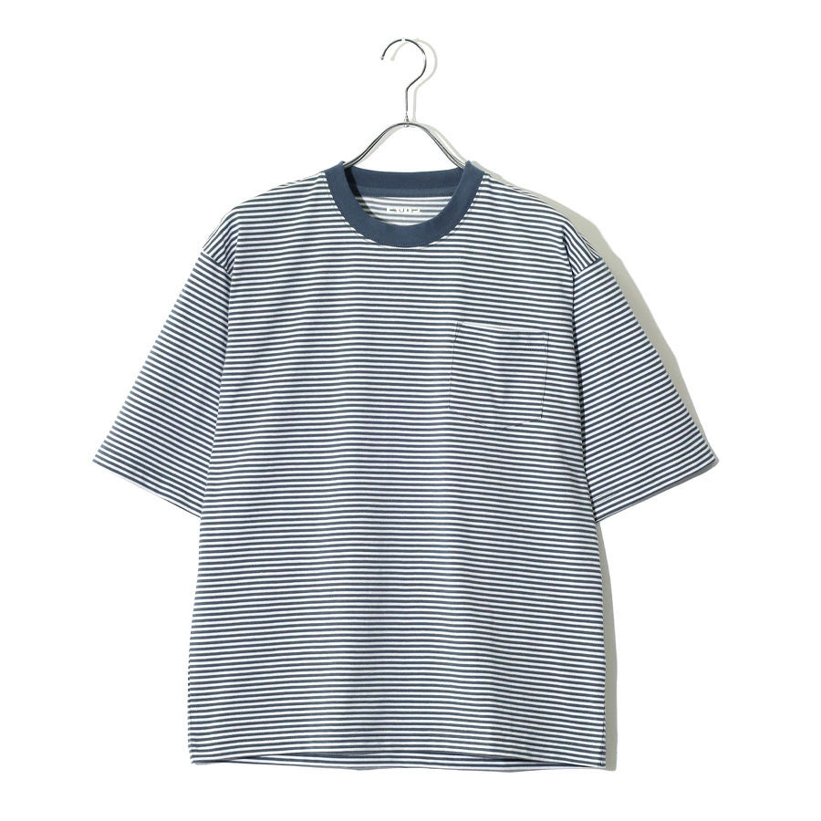 ヒヤロン 接触冷感 Tシャツ 半袖 ボーダー メンズ レディース ユニセックス クルーネック ポケット付き ポケT ひんやり 涼しい(0111690023)