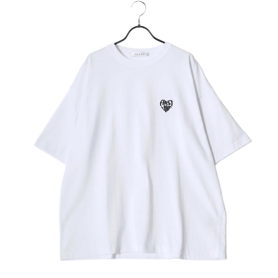 Lazar ラザル Tシャツ メンズ レディース ユニセックス 半袖 ロゴ ワンポイント 刺繍 ビッグシルエット オーバーサイズ ハート柄 カットソー（0115030058）