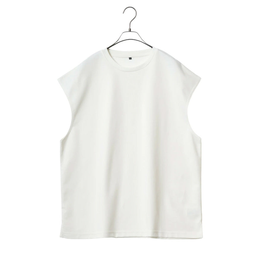 marukawa ドライ ダブルフェイス ポンチ ノースリーブ メンズ レディース ユニセックス Tシャツ 袖なし カットソー トップス インナー 速乾性 ストレッチ イージーケア素材 とろみ 快適 着心地 ベーシック シンプル ミニマル（0183010005）