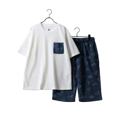 BEVERLY HILLS POLO CLUB ビバリーヒルズポロクラブ 上下セット 夏用 セットアップ メンズ レディース ユニセックス 別注 ルームウェア 部屋着 パジャマ ナイトウェア 半袖Tシャツ ハーフパンツ ドライワッフル（0162280054）