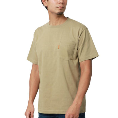 MRU 無地 レザータブ付き 半袖Tシャツ