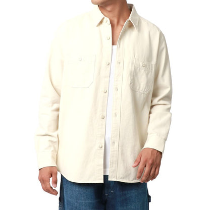MRU ワークシャツ ツイルシャツ デニムシャツ きれいめ カジュアル シンプル 秋 ツイル デニム 無地 長袖